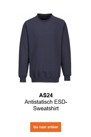 Afbeelding van het antistatische ESD-sweatshirt AS24 in het zwart met een link die naar het artikel leidt.