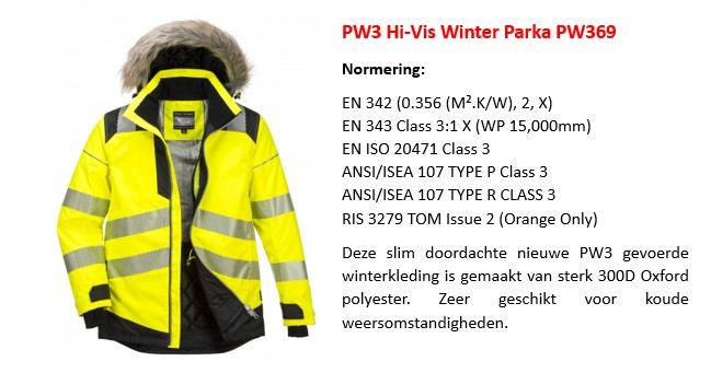 Afbeelding van de PW3 hoge zichtbaarheidswinterparka PW369 in geel met een link naar de artikelpagina.