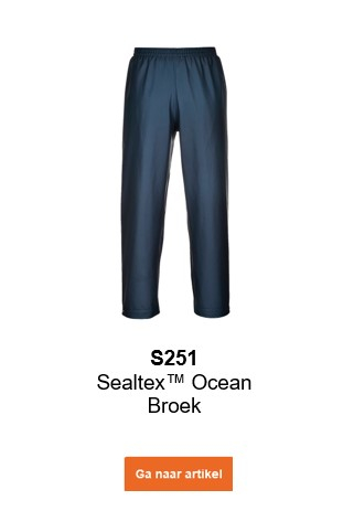 Afbeelding van de Sealtex Ocean S251 waterdichte broek in blauw met een link die naar de artikelpagina leidt.