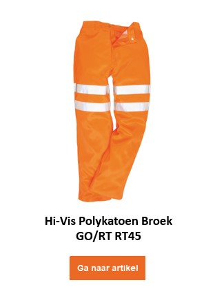 Afbeelding van de GO/RT RT45 hoge zichtbaarheidsbroek in oranje met een link die naar de artikelpagina leidt.