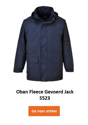 Gevoerd jasje Oban S523 in donkerblauw met een link naar het artikel.