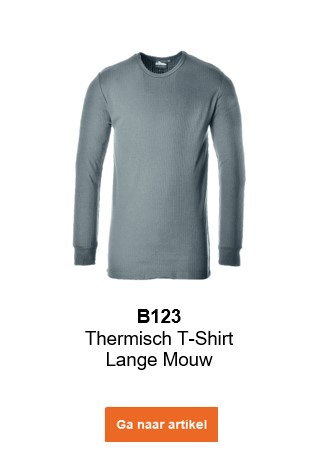 Afbeelding van het thermoshirt met lange mouwen B123 in grijs met informatieve tekst en een link naar het artikel.